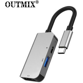 Adaptador USB tipo C 3.1 a HDMI 2 USB 3.0 Dock Hub 3 en 1 US...