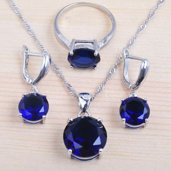 Conjunto De Joyas De Plata Para Mujeres Matrimonio Cristal 