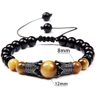 Pulsera De Ojo De Tigre Pulsera Tejida De Hombre Cz Carisma 