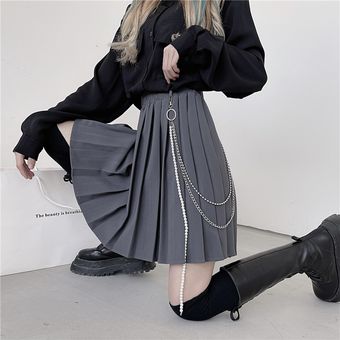 minifaldas de cintura a Faldas plisadas de estilo gótico para mujer 