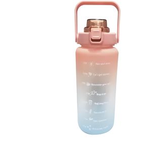 Termo Botella de Agua Motivacional con Pitillo 2 Litros Rosa Pálido