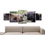 Cuadro 130x50Cms 5 Piezas Decorativo Osos