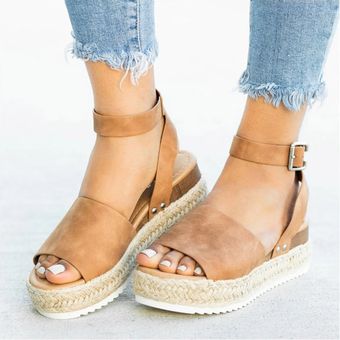 Sandalias de mujer sandalias de cuero suave sandalias de sandalias 