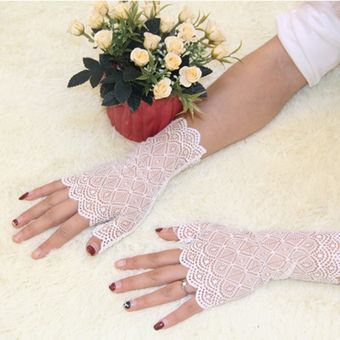 Encantadores guantes de protección solar sin dedos para mujer guantes de fiesta de encaje Ant DJL 