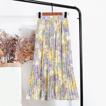 Faldas plisadas de tul con estampado Floral para mujer faldas larga 