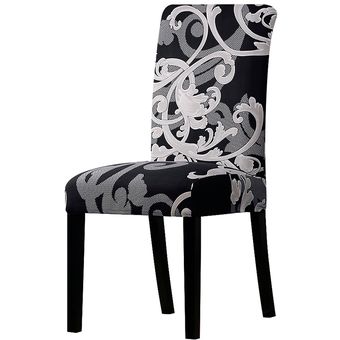 #125897 Funda de silla impresa fundas de silla lavables elásticas Fundas protectoras de asiento para comedor Hotel banquete casa Navidad 
