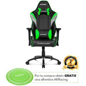 Silla Gamer AKRacing Overture Series Verde Alfombra Akraci