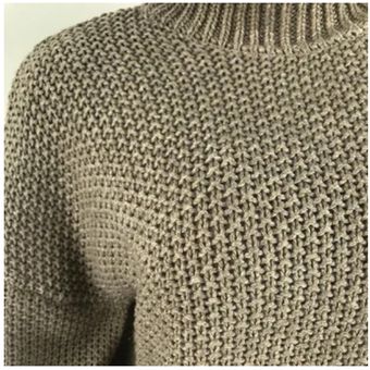 Suéter de punto de cuello alto de hilo grueso de moda 