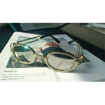 Vintage pequeño diamante redondo gafas de sol diseñador demujer 