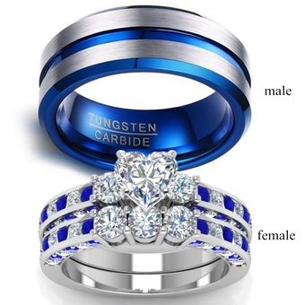 Anillo De Pareja-anillo De Acero Inoxidable Azul De 8 Mm De 