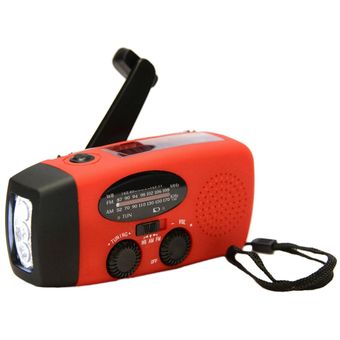 Emergencia de la manivela del generador de AM  FM  WB Radio linterna cargador HY-88WB roja 