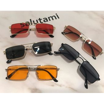 doblemujer Gafas de sol cuadradas para mujeres caja de metal 