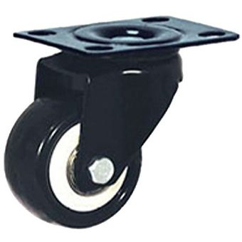 Rodachina giratoria doble rodamiento negra PVC 75 mm 