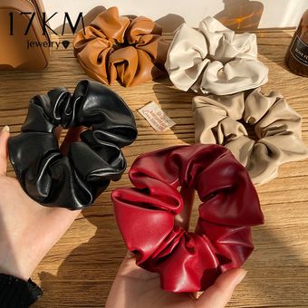 coletero 17KM-cintas de cuero de moda para mujer y niña gomas elásticas coreanas para el pelo accesorios para el cabello 
