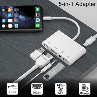 Adaptador Lightning Hdmi Carga Audio Usb Compatible iPhone