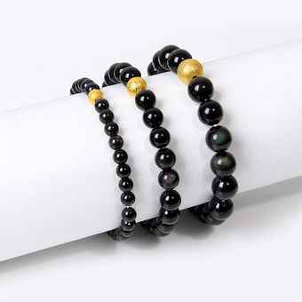 Pulsera De Hombre De Obsidiana Feng Shui 6 Mm 8 Mm 10 Mm De 
