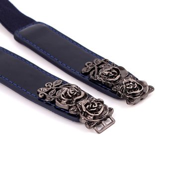 Cinturón elástico de nailon para mujer cinturón con hebilla de flor 