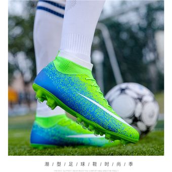 Botas De Fútbol Hombre De Caña Alta Uñas Larga Azul AG Botas De Fútbol Hombre De Caña Alta Uñas Larga Azul AG