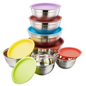 Bowls de colores Juego de 7 tazones Multiusos y Multicolores con tapa