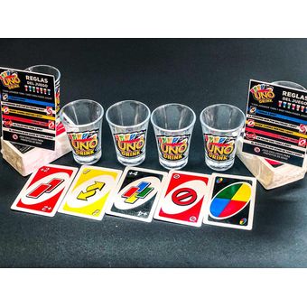 Juego de Cartas UNO Drink + 4 Vasos para Shot