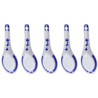 5 uds. Cuchara de cerámica azul de estilo chino vajilla de cuchara 