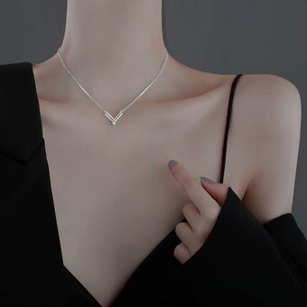 Collar de mujer Geométrico V Forma Rhinestone Colgante Collar de Damas Regalo 