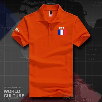 Francia República Francesa camisetas polo hombres de manga corta marcas blancas impresas para el país 2017 algodón equipo de la nación FRA 2017 casual #polo-orange 