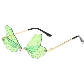 Gafas de lente transparente retro de ala de libélula sinmujer 
