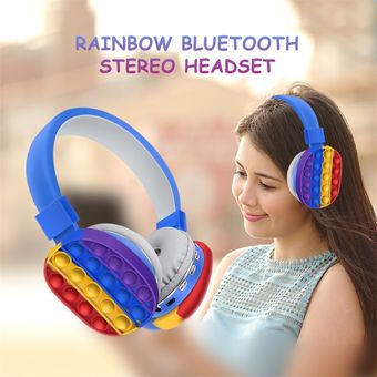 Audífonos Bluetooth Pop It Push Fidget Inalambrico Colores - Azul