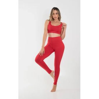 Conjunto Deportivo Mujer Gym Leggins + Top + rojo