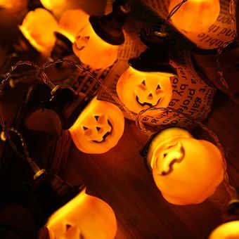 Batería LED Cuerda de luz Pumpkin Fantasma Linterna Partido Pumpkins Decoración Props 
