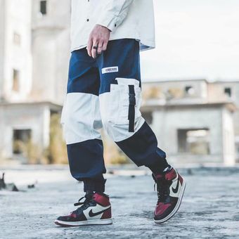 #26 Pantalones de chándal de estilo Hip Hop para hombre,ropa deportiva informal con cordón,Hip Hop,con personalidad 