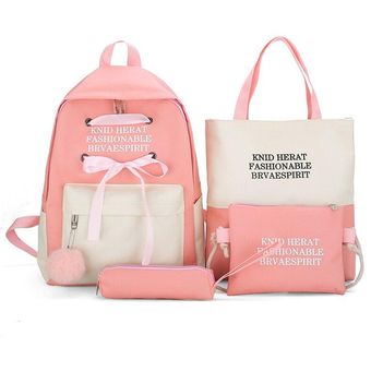 4 Set Piece Piece Schoolbags para adolescente Girl Lienzo 