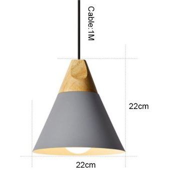 Colgante de Luz Nórdica Lámpara de Techo Aluminio E27 Gris Ø22 CM 