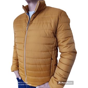 chaqueta invierno impermeable acolchada para caballero color mostaza