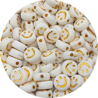 100pcs 7mm Smile-emoji Cuentas Ovales De Separación Acrílica 
