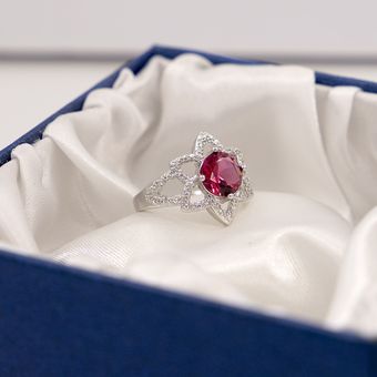Brillante Cz Israel Hexagonal Circonio Rojo Circonio Plata 