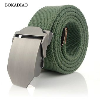 Bokadiao-Cinturón Militar De Lona Para Hombre Y Mujer Hebilla De Metal Brillante De Lujo Cinturones Tácticos Del Ejército Para Mujer Correa De Cintura Masculina 