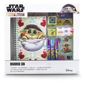 Mini libreta diario para niños Baby Yoda Star Wars con plumones