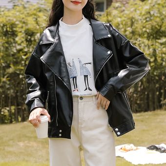 Sungtin negro de chaqueta de cuero de las mujeres 2021 de estilo del 