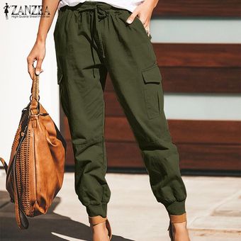 Organo Desalentar Inspiración ZANZEA Pantalón largo liso básico para mujer Pantalones cónicos de moda  para mujer -ejercito verde | Linio México - ZA184FA0FNGN9LMX