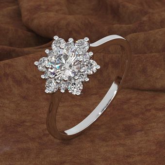 Deluxe Snowflake Ring Yellow Rose Color Crystal Crystal Ring 