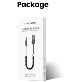 UGREEN-Receptor inalámbrico para coche USB a conector jack de 3.5 mm,  adaptador auxiliar para Bluetooth, micrófono de manos libres, altavoz de  automóvil, música