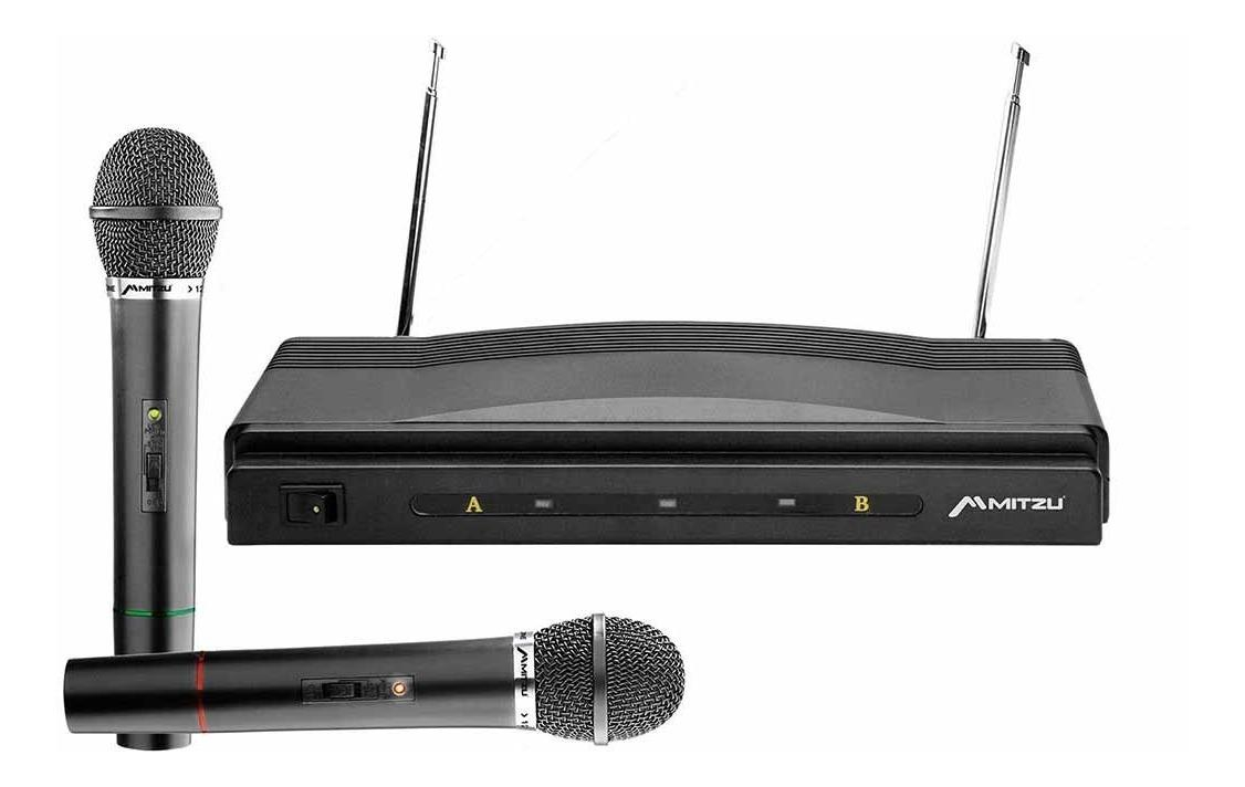 Microfonos Inalambricos Mitzu Con Base Receptora 50M 12-3002