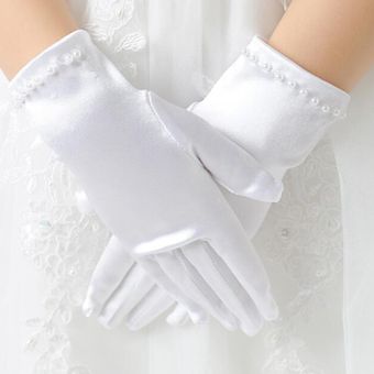 Guantes elásticos blancos para niñas lazo de encaje co ropa formal 