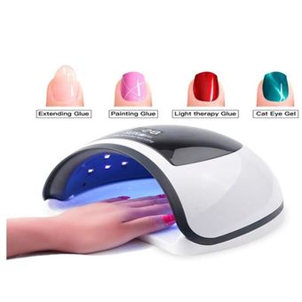 Lámpara LED de uñas con ventilador de secado rápido de uñas de gel para  manos dobles, 4 modos de lámpara de uñas de gel con sensor automático y 3