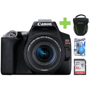 Cámara Canon EOS Rebel SL3-250D+18-55mm-Negro+32GB+Bolso+Kit Limpieza