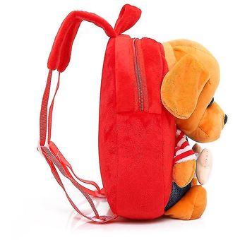 Superflicit cute pattern child love plush backpack Plush Doll Pink 
