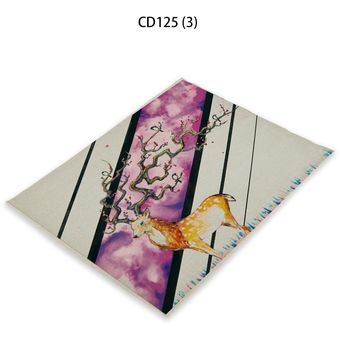 Tapete de mesa de estilo de dibujos animados servilletas de tela de Asuka posavasos con patrón de tinta colorida 45x45 