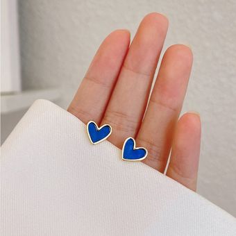 Joyas de moda Pendientes de corazón azules Easy Dign Sweet Resin Stud Pendientes 